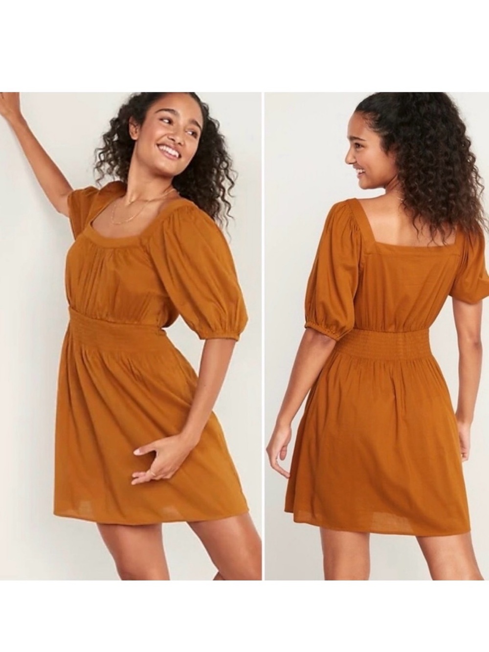 Old Navy Waist-Defined Puff-Sleeve Smocked Mini Dress Women’s Size Medium Boho